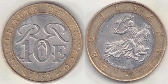 1991 Monaco 10 Francs A002482